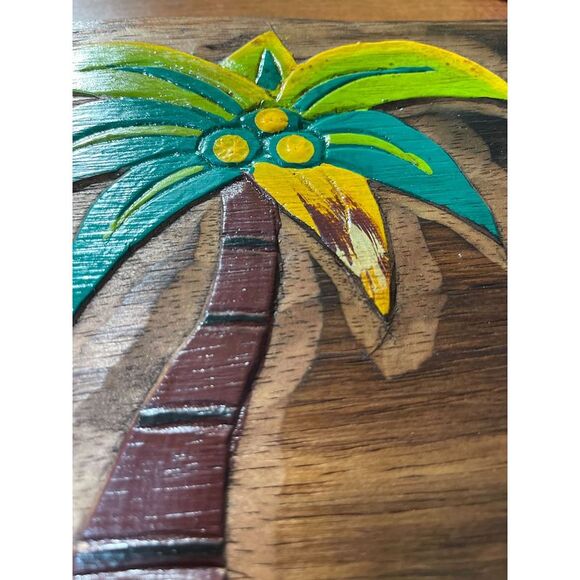 39 In. Hand Carved `Tiki Bar` Sign with Palm Trees - Picture 7 of 7